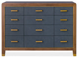 Melange - Geneva Accent Drawer Chest - Blue / Medium Walnut