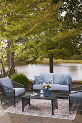 Bridges Beach - Loveseat, Lounge Chairs, Table Set (Set of 4) - Gray