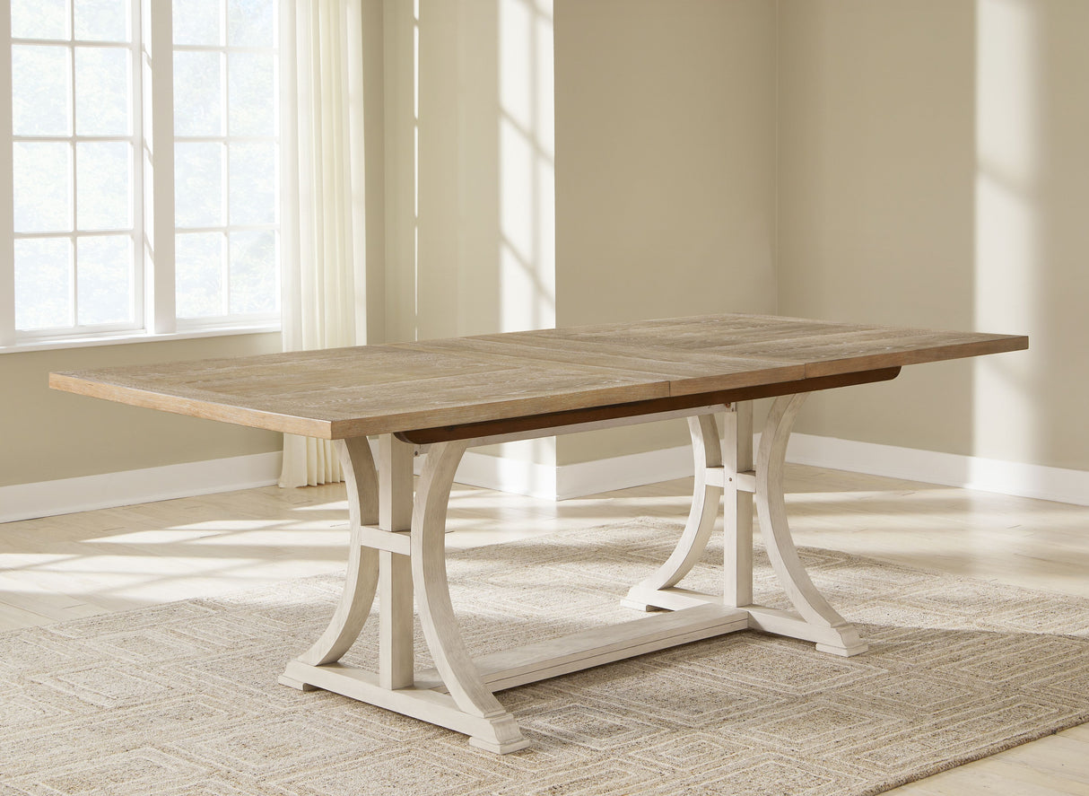 Shaybrock - Antique White / Brown - Rectangular Dining Room Extension Table