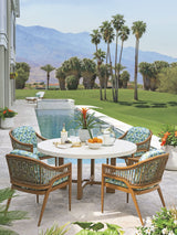 Palm Desert Poolside - Round Dining Table - Dark Brown / White
