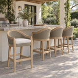 Cambria - Barstool In Canvas With Selt Welt - Coastal Teak / Latte Wicker