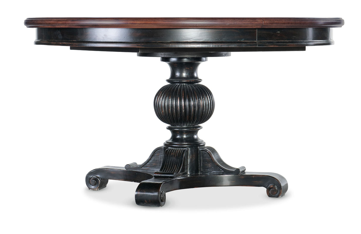 Charleston - Round Pedestal Dining Table With 1-20in leaf - Dark Brown