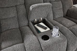 Foreside - Dbl Reclining Loveseat with Console - Charcoal