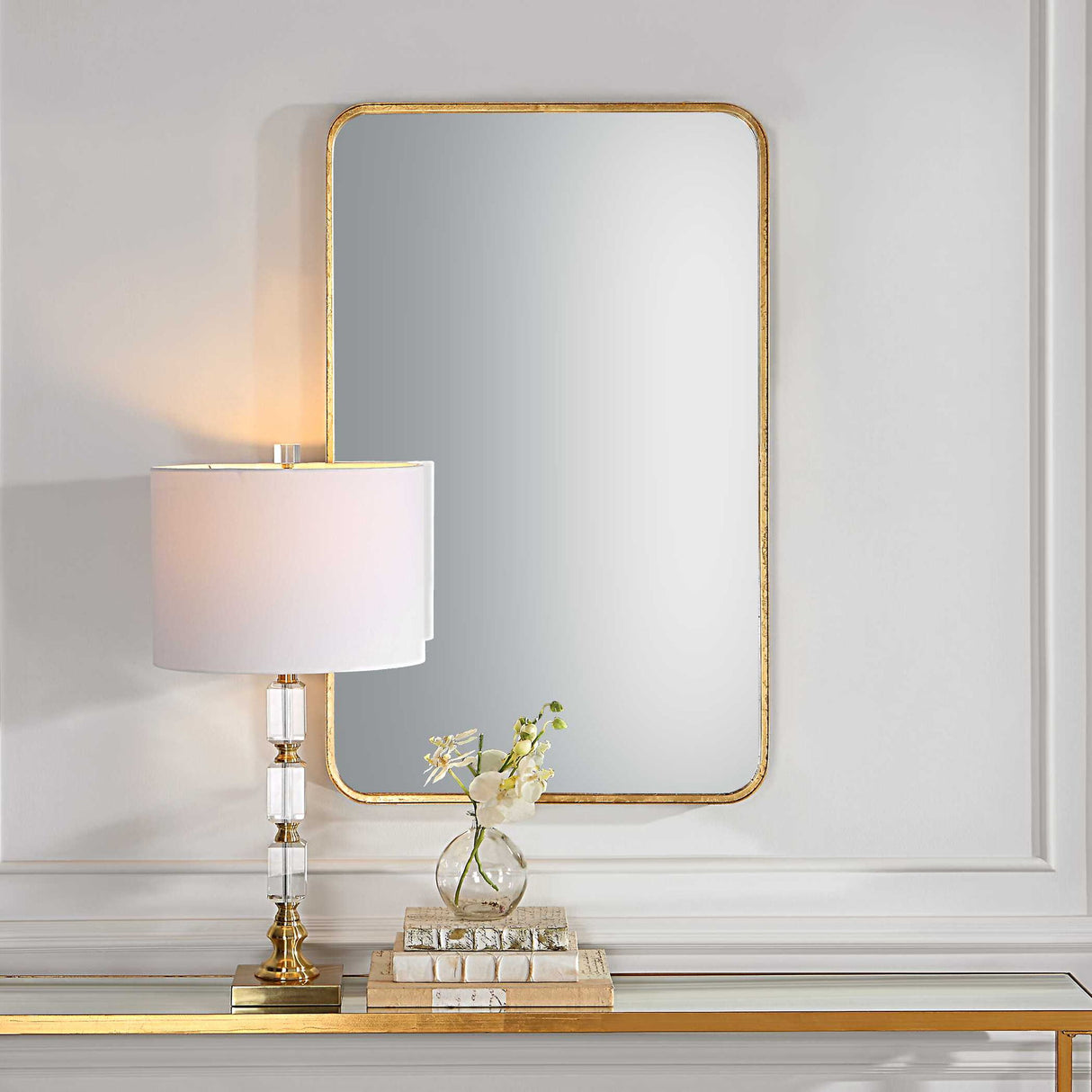 Rounded Corners Mirror - Gold Leaf