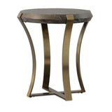 Unite - Brass Leg Wood Side Table - Dark Brown