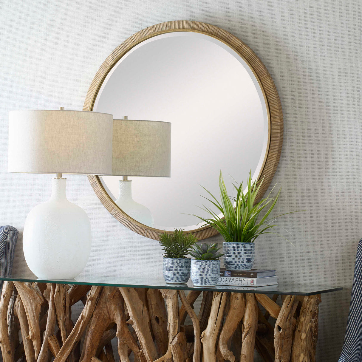 Paradise - Round Mirror - Yellow