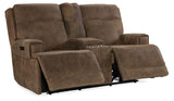 MS - Wheeler Power Console Loveseat With Power Headrest - Dark Brown