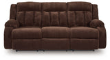 Free Wake - Reclining Power Sofa With Drop Down Table - Chocolate