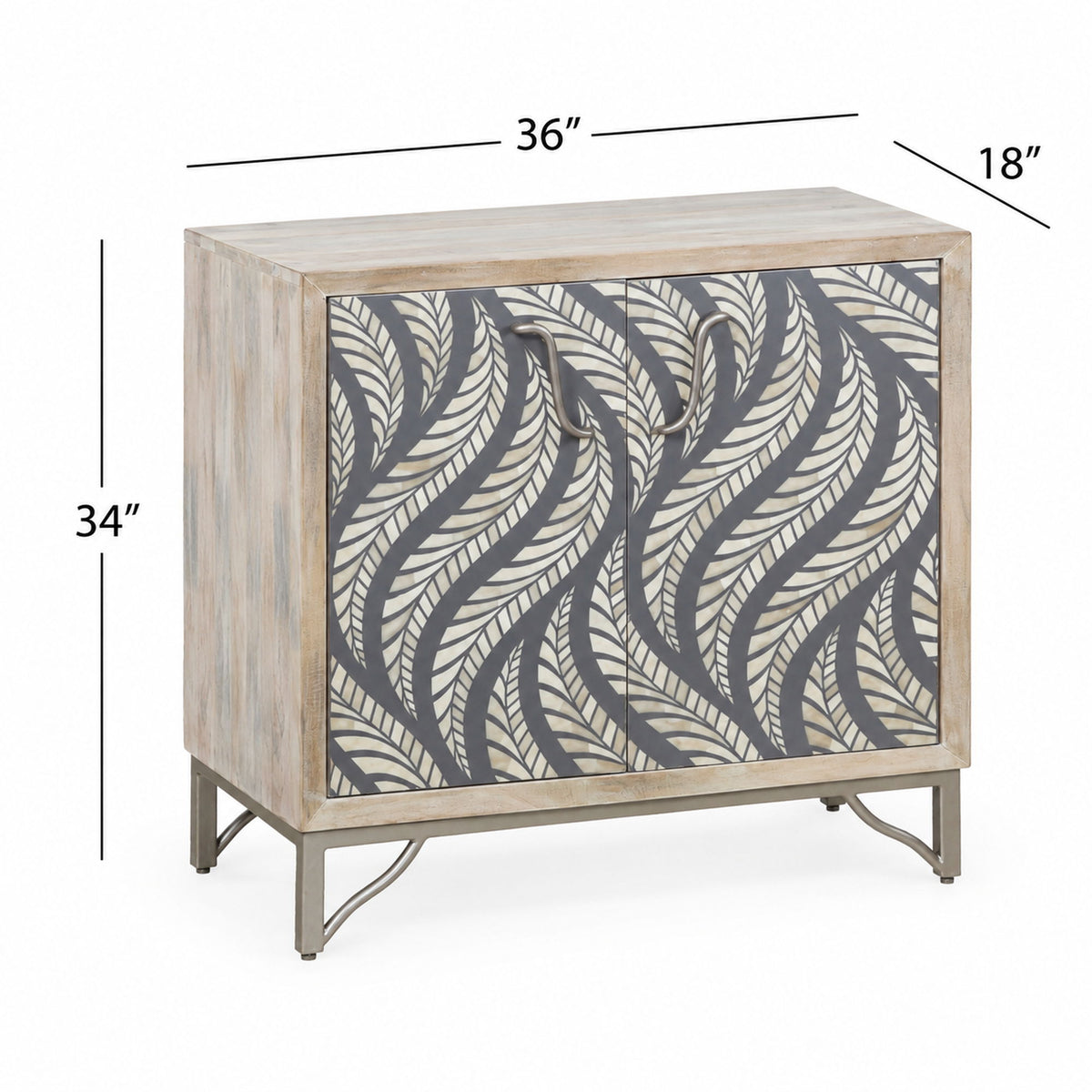 Leia - Bar Cabinet - White Mango / Ivory Bone / Gray