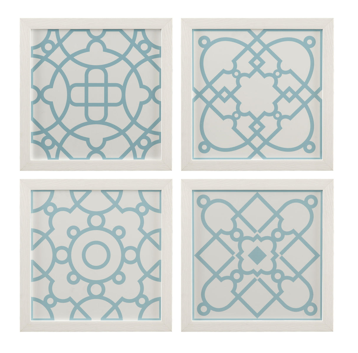 Tile Motif Framed Print (Set of 4) - Light Blue