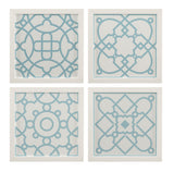 Tile Motif Framed Print (Set of 4) - Light Blue