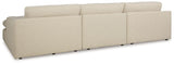 Elyza - 4 Pc. - Right Arm Facing Corner Chaise 3 Pc Sectional, Ottoman - Linen