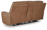 DeepWakes - Power Reclining Loveseat / Console / Adjustable Headrest - Caramel