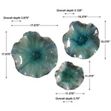 Abella - Ceramic Flowers, Set Of 3 - Blue