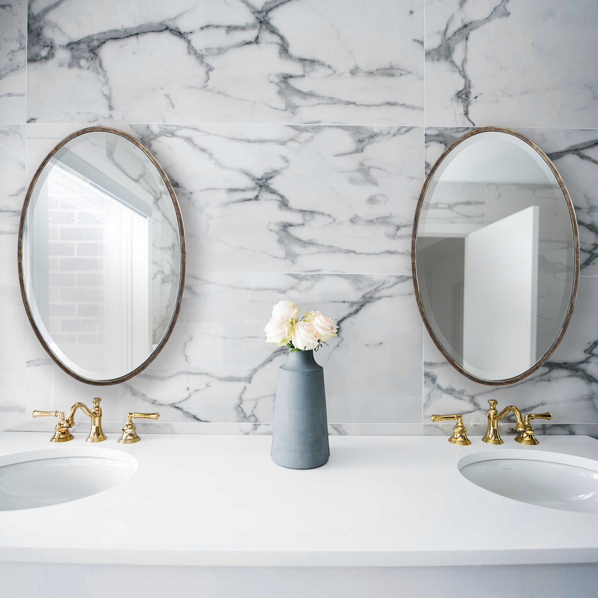 Mirror With Golden Highlights - Dark Bronze