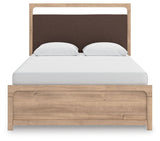 Kinlanni - 4 Pc. - Queen Panel Bed, Dresser, Mirror And Nightstand - Tan