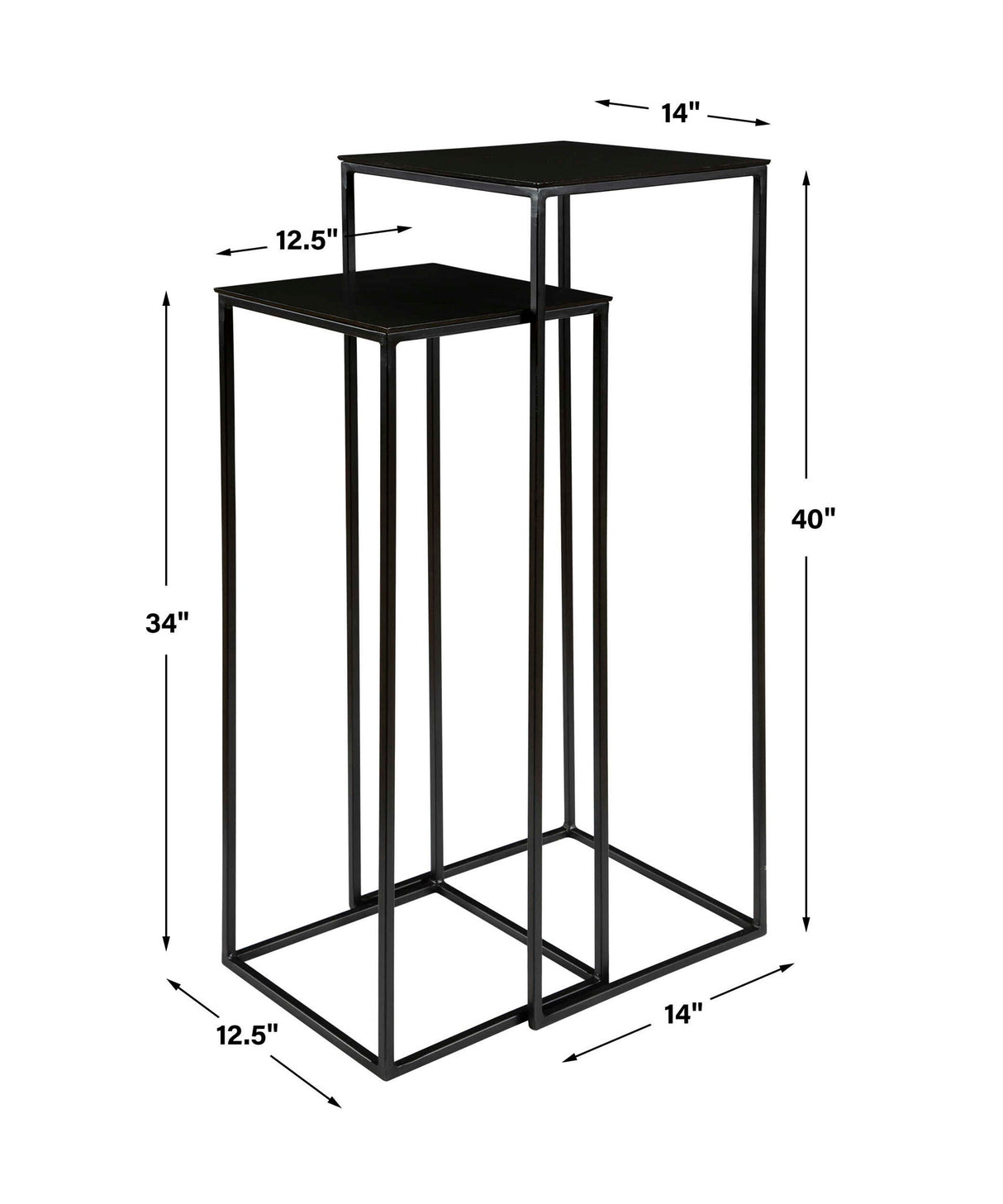 Coreene - Nesting Pedestal Tables, Set Of 2 - Black