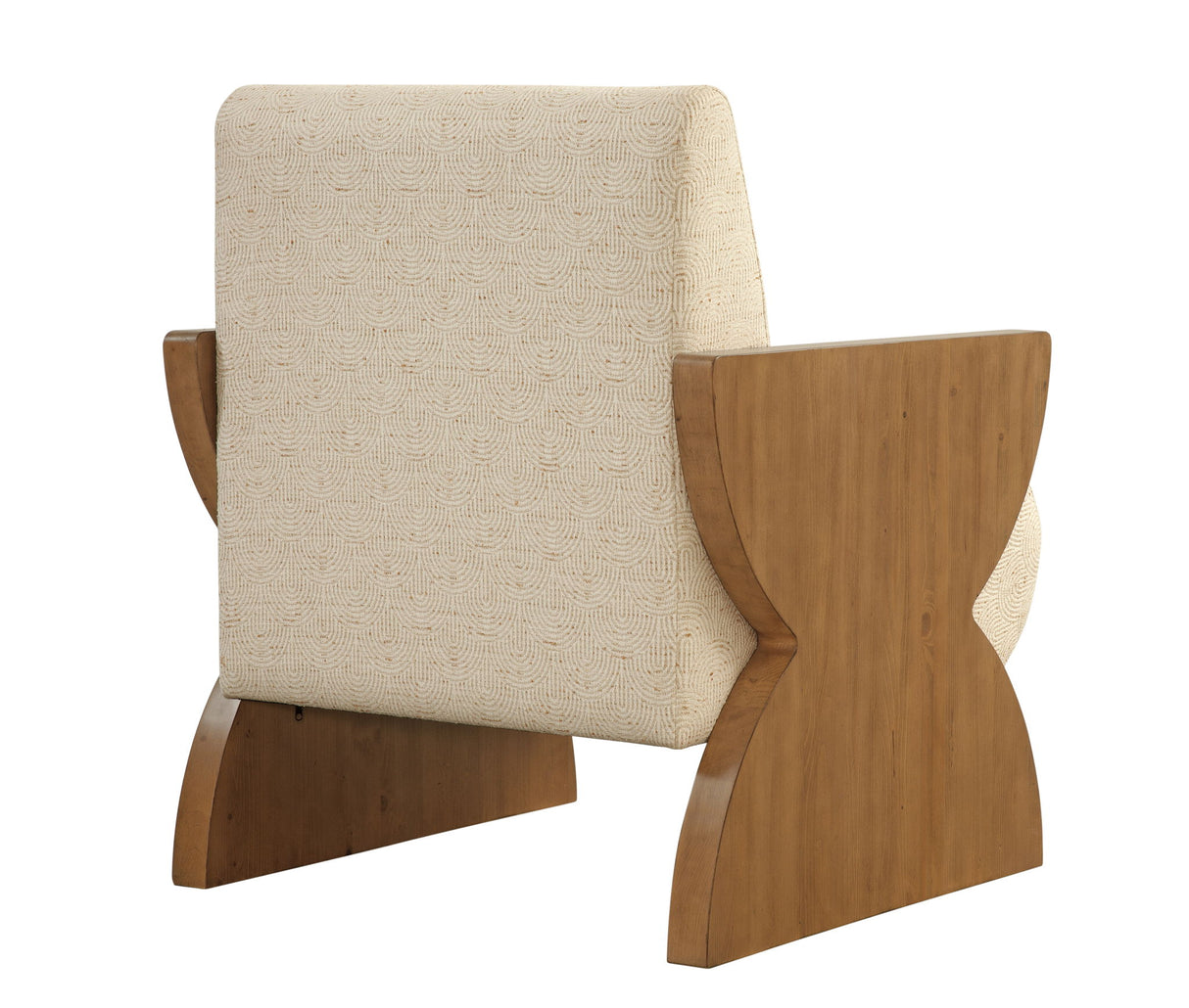 Times Up - Accent Chair - Honey Oak / Ivory Waved Print Fabric