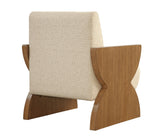 Times Up - Accent Chair - Honey Oak / Ivory Waved Print Fabric