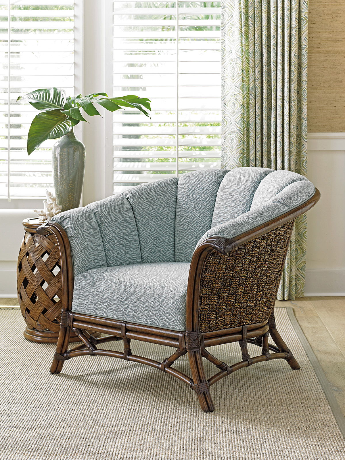 Twin Palms - Sunset Key Chair - Dark Brown / Light Blue