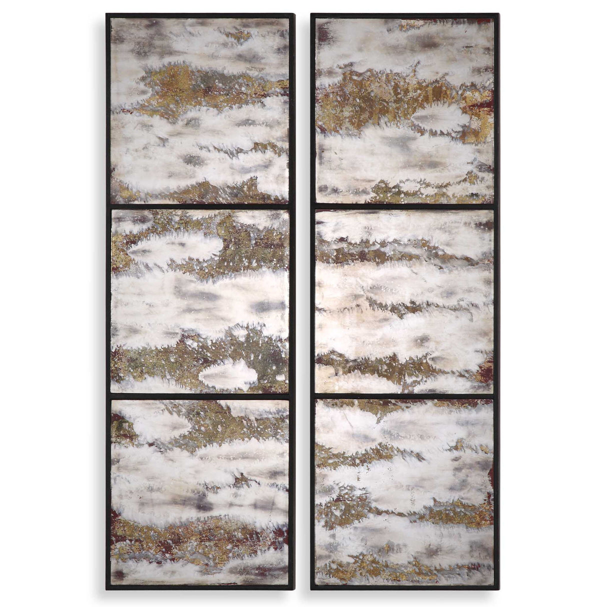 Rahila - Antiqued Mirror, Set Of 2 - Black