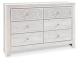 Paxberry - Six Drawer Dresser - Medallion Drawer Pulls - Whitewash