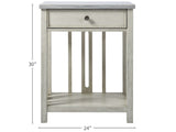 Escape - Bedside Table with Stone Top - Pearl Silver