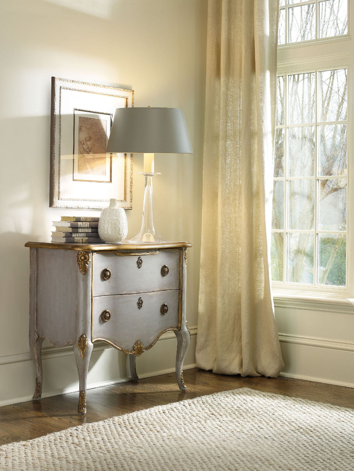 Melange - French 2-Drawer Chest - Pearl Silver