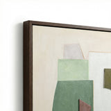 Layered Geometry Framed Canvas - Green