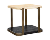 Avalon - End Table - Bronze Metal Frame With Travertine & Espresso