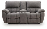 Bakerstein - Power Reclining Loveseat/Console/Adjustable Headrest - Galaxy