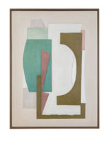 Layered Geometry Framed Canvas - Green
