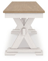 Purlaney - Large Dining Room Bench - Antique White / Natural