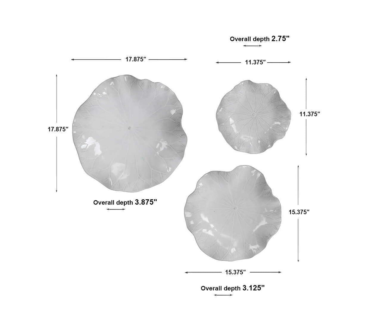 Abella - Ceramic Wall Decor, Set Of 3 - White