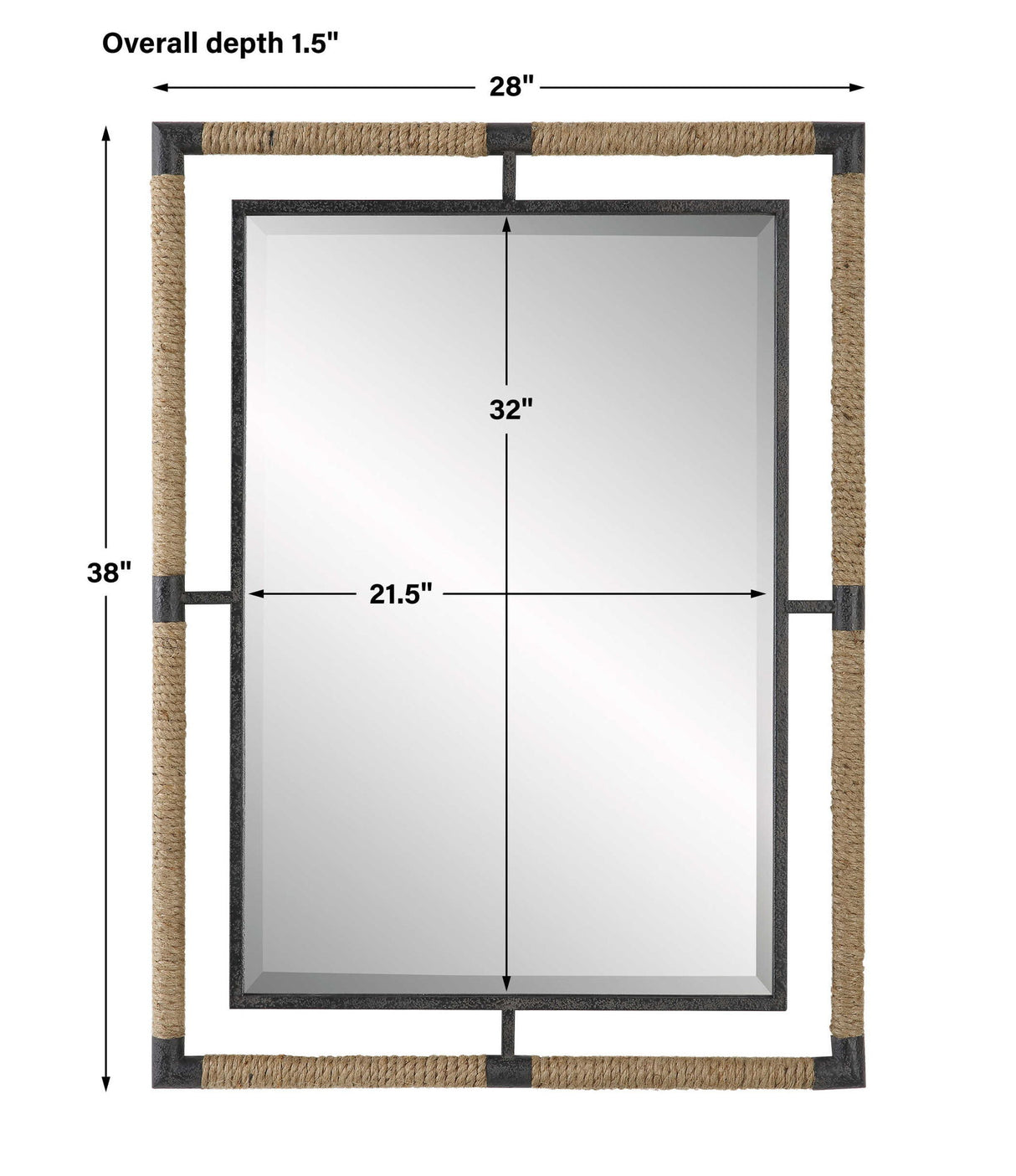 Melville - Iron & Rope Mirror - Light Brown