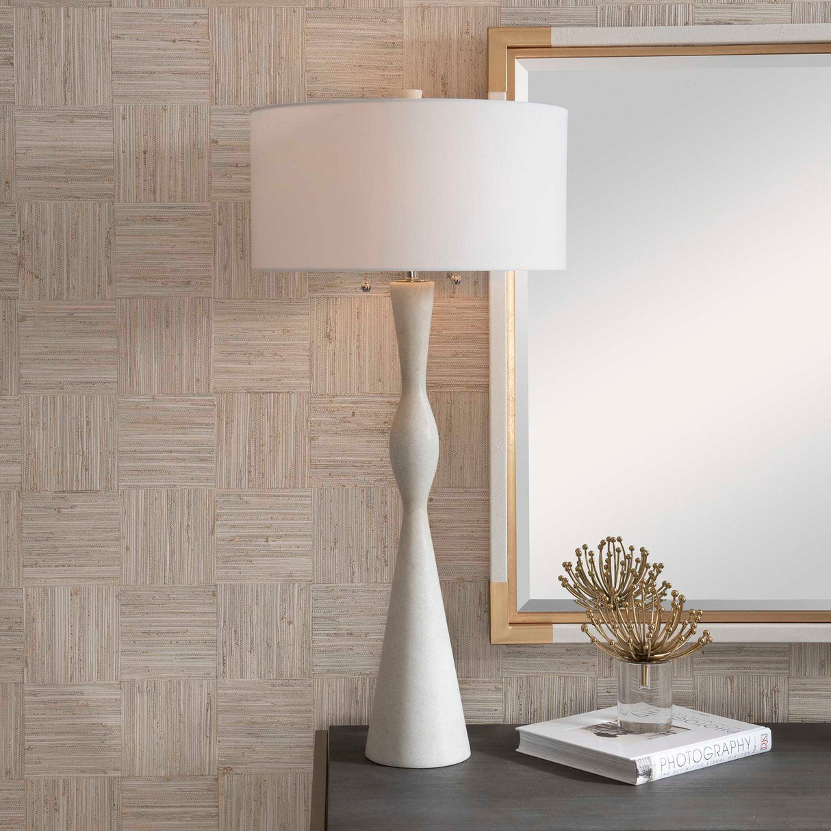 Sharma - Stone Table Lamp - White