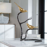 Birds On A Limb - Sculpture - Black & Gold