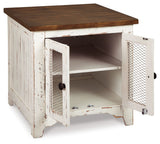 Wystfield - Rectangular End Table - 2 Doors - White / Brown