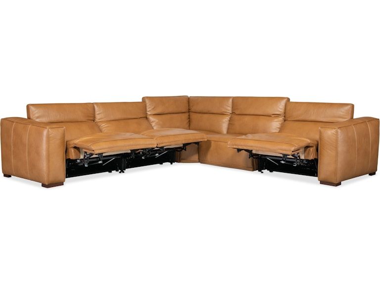 Fresco - 5 Seat Sectional 3-Power - Light Brown