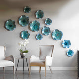 Abella - Ceramic Flowers, Set Of 3 - Blue
