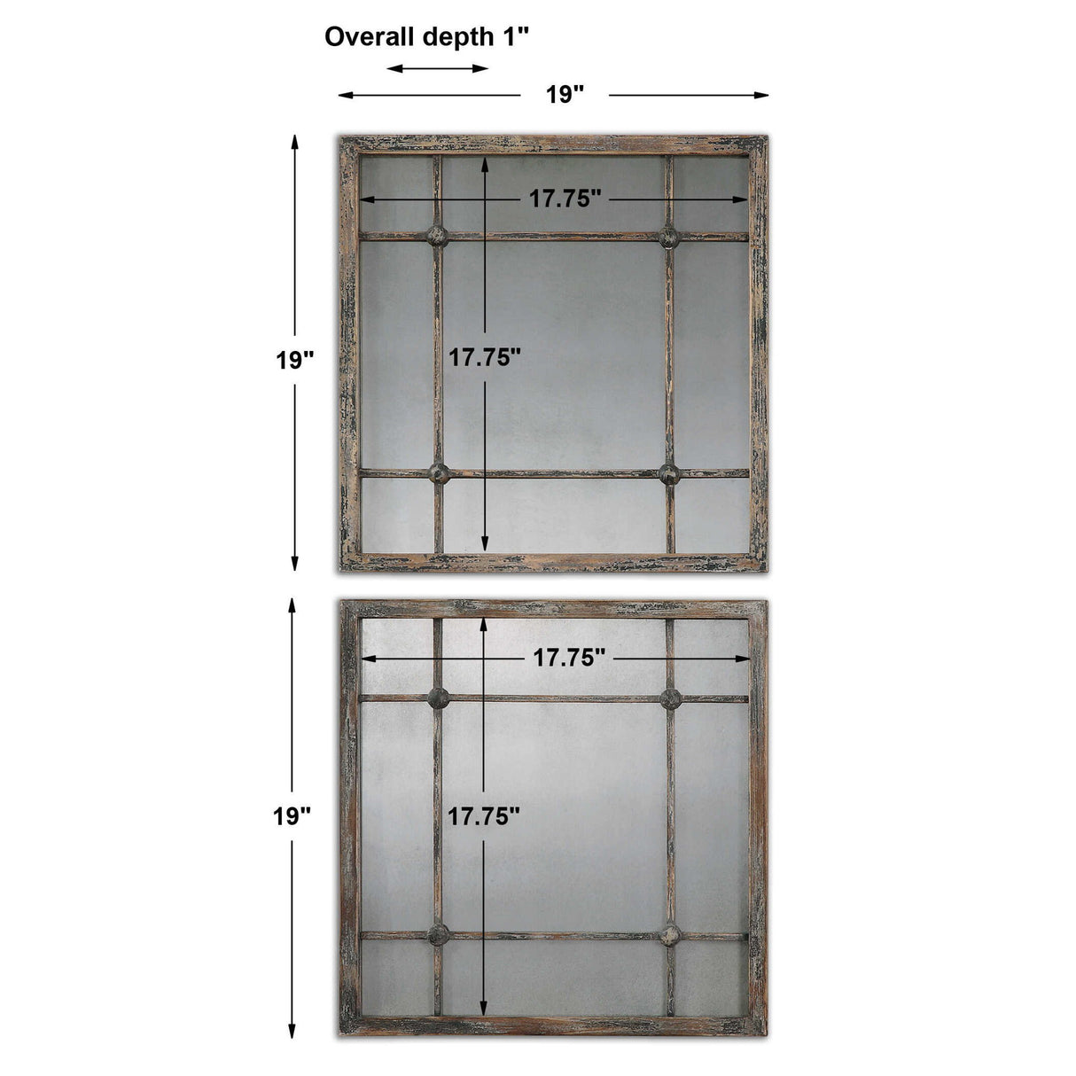 Saragano - Square Mirrors Set Of 2 - Light Brown