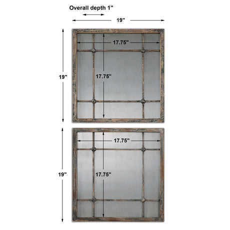 Saragano - Square Mirrors Set Of 2 - Light Brown