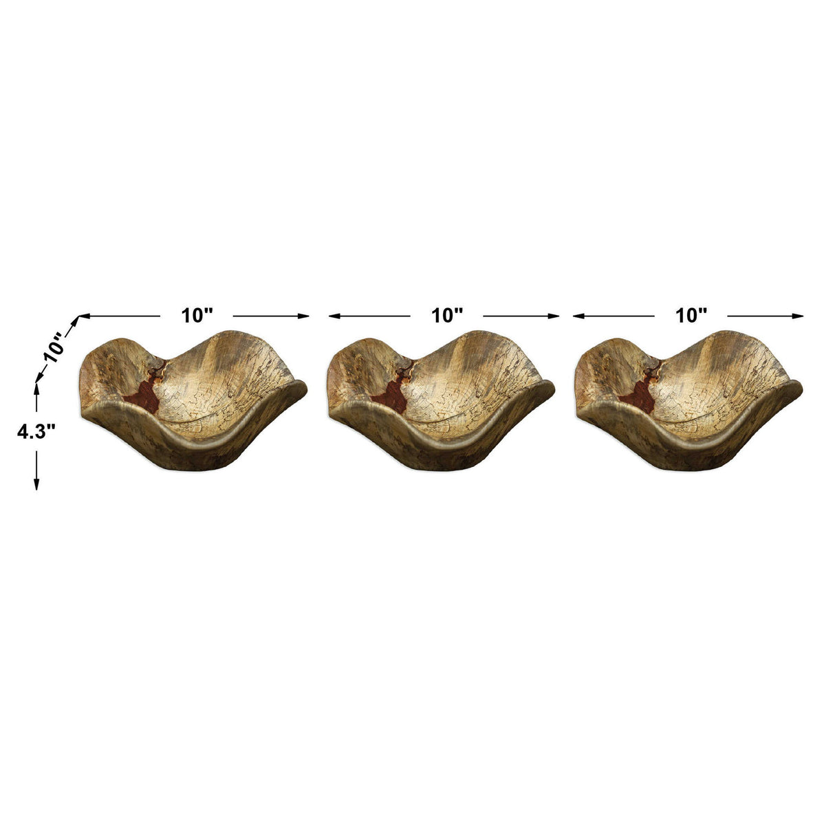 Tamarine - Wood Wall Art, Set Of 3 - Light Brown