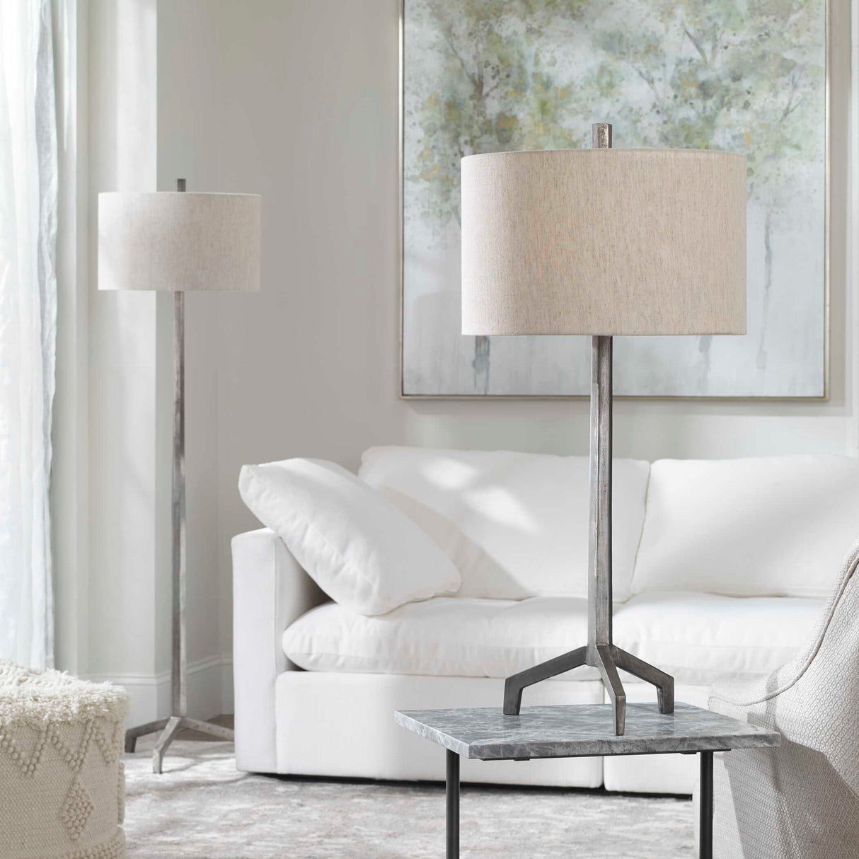Ivor - Cast Iron Floor Lamp - Gray, Dark