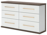 Kendanport - 3 Pc. - Dresser And 2 Nightstands - Brown / White