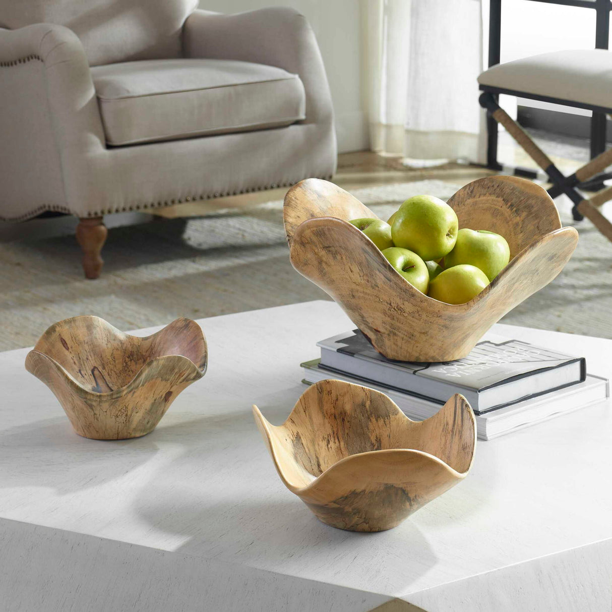 Tamarine - Wood Wall Art, Set Of 3 - Light Brown