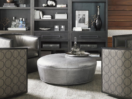 Lexington Leather - Claudia Leather Ottoman - Dark Gray