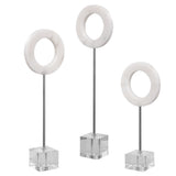 Coin Toss - Marble Rings, Set Of 3 - White