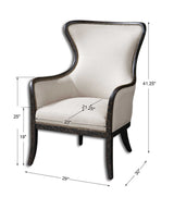 Sandy - Wing Back Armchair - Beige & Brown, Dark