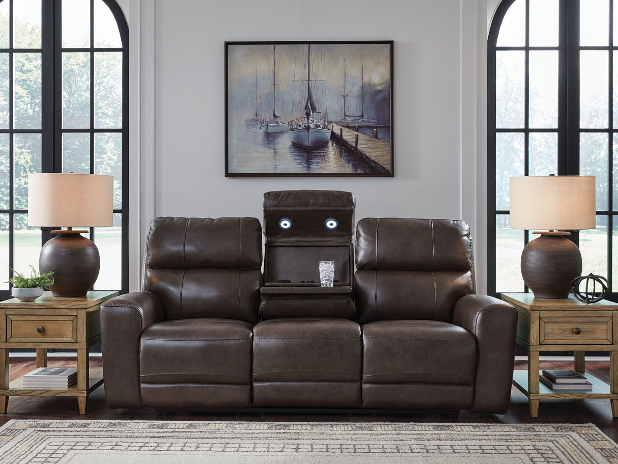 Crossplex - Smoke - Power Reclining Sofa With Adjustable Headrest